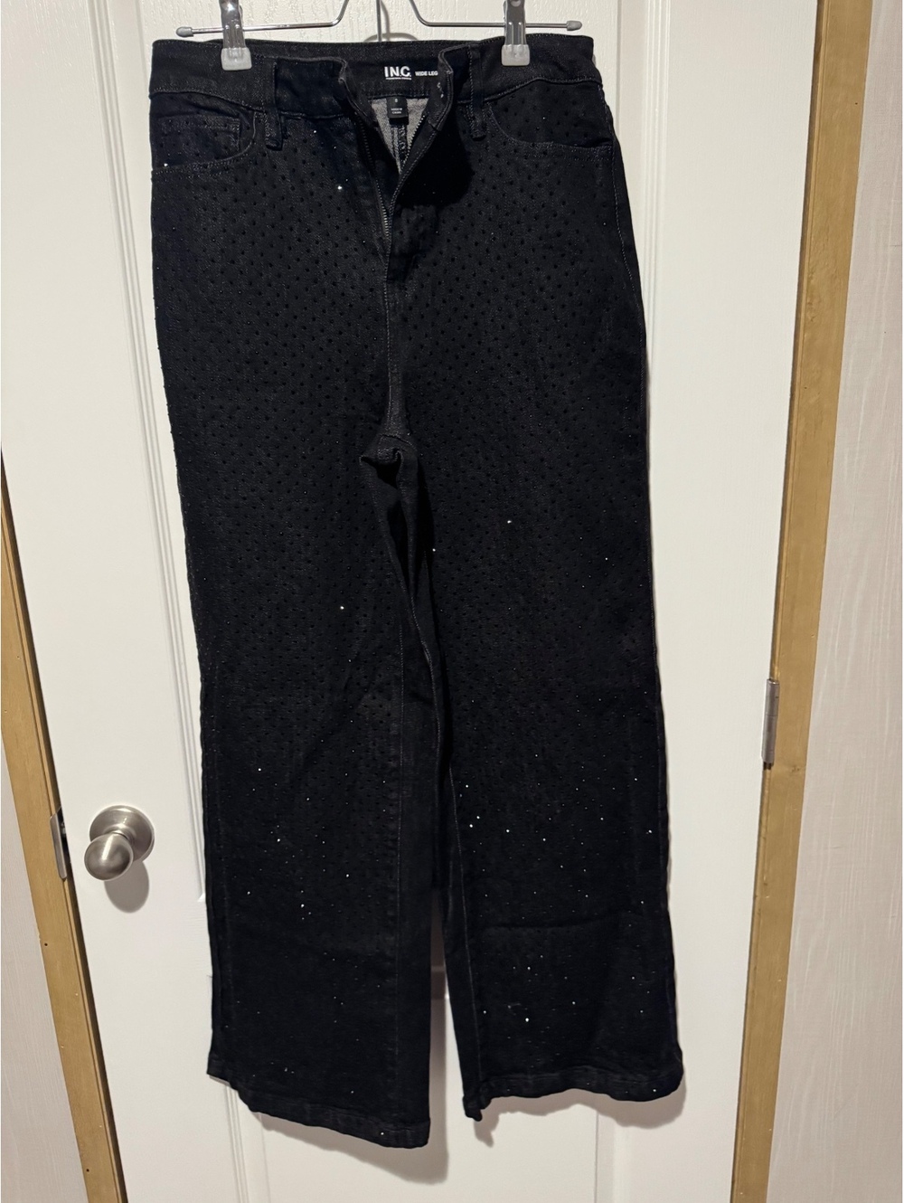 INC International Concepts Women's Black Wide Leg Jeans Size 8